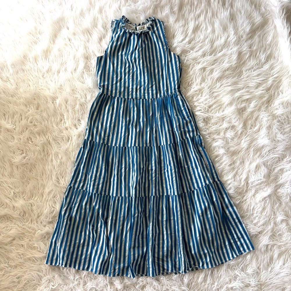 J. Crew Blue and White Striped Casual Dress XXS